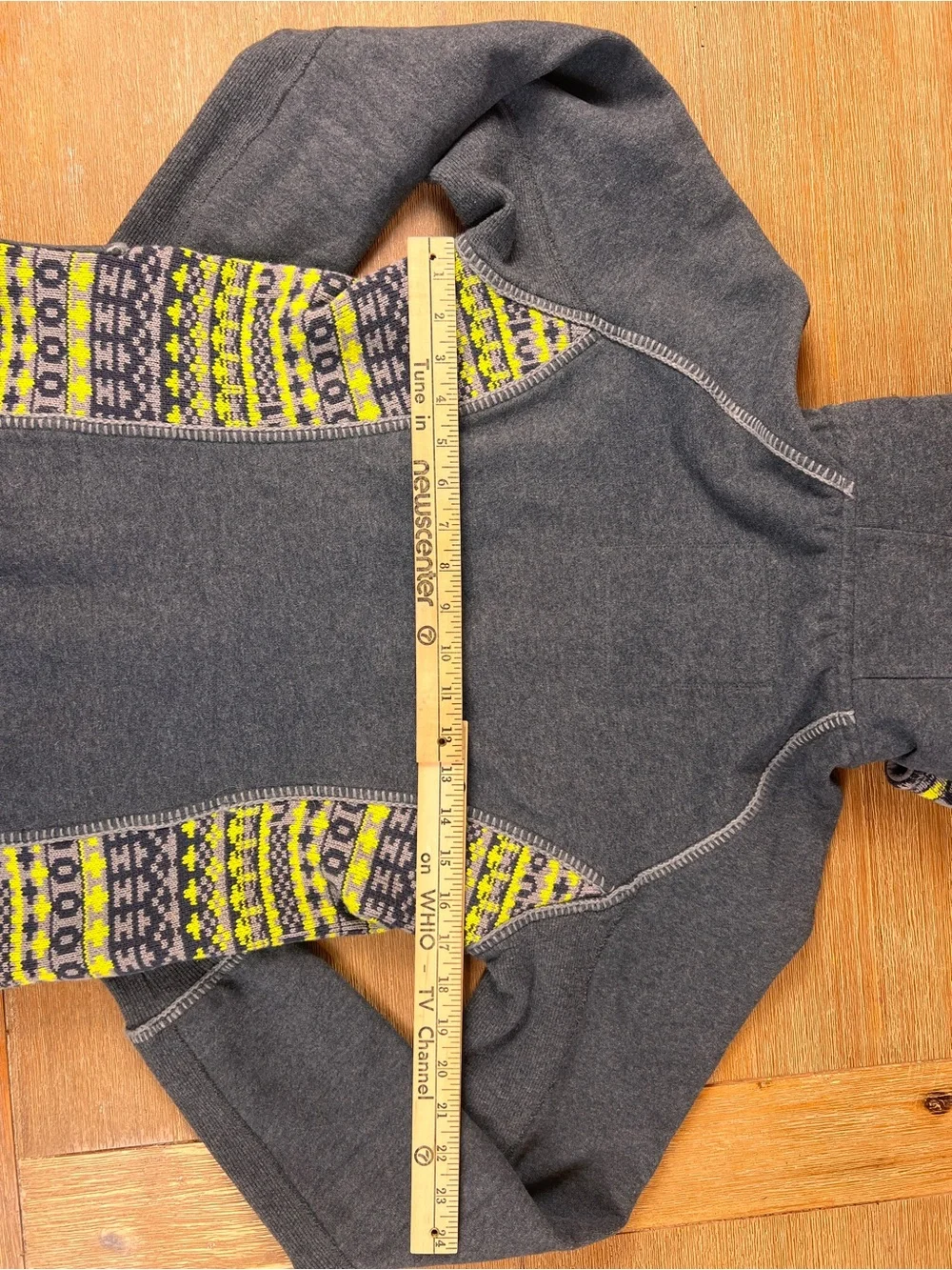 lululemon athletica Gray Hoodie with Yellow Patterned Panels